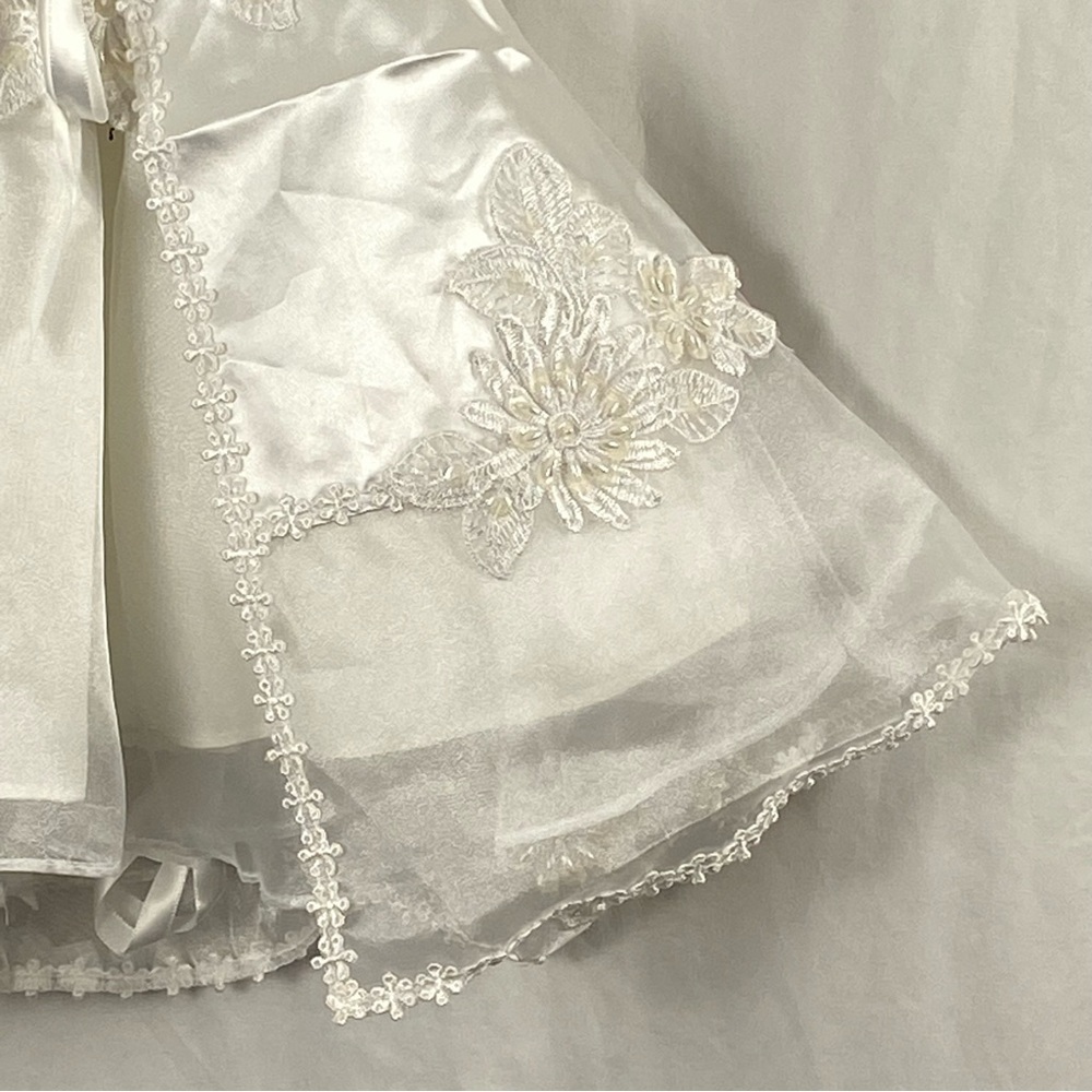 Aiden Jess Baby Girl White Baptism Christening Dress With Jacket And Bonnet - Picture 12 of 16